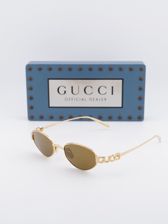 Gucci GG1935S 003 Cat Eye Sunglasses - Shiny Gold / Brown with Bronze Mirror main image 9